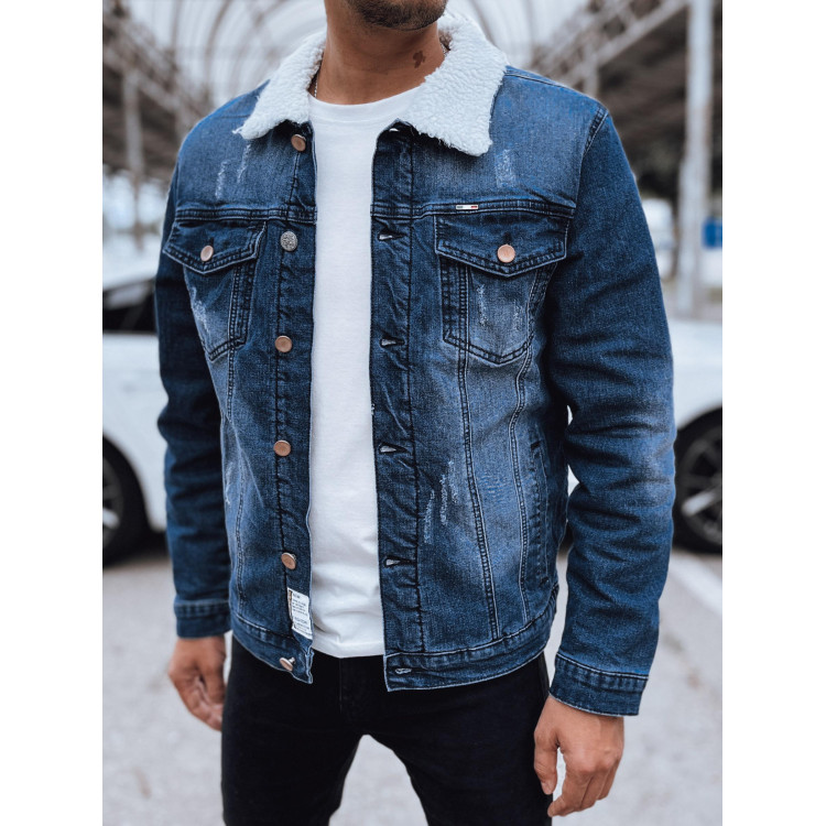 Moška modra denim jakna za zimo