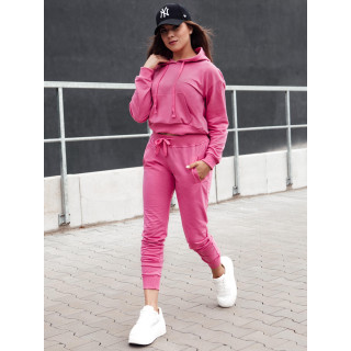 Roza kratka ženska majica s kapuco