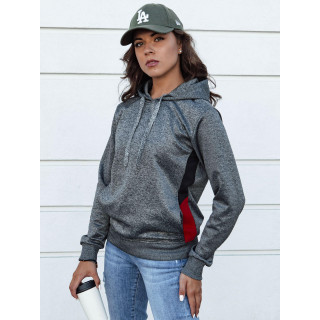 Temno siv ženski pulover s kapuco