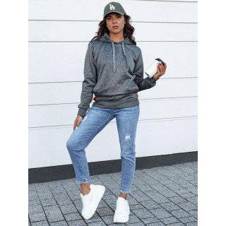 Temno siv ženski pulover s kapuco