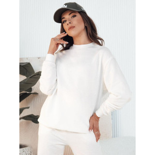 Ženski bombažni pulover v beli barvi