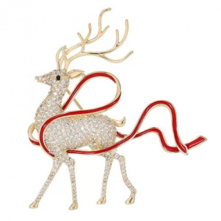 Okrasna broška jelenček s cirkoni