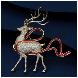 Okrasna broška jelenček s cirkoni