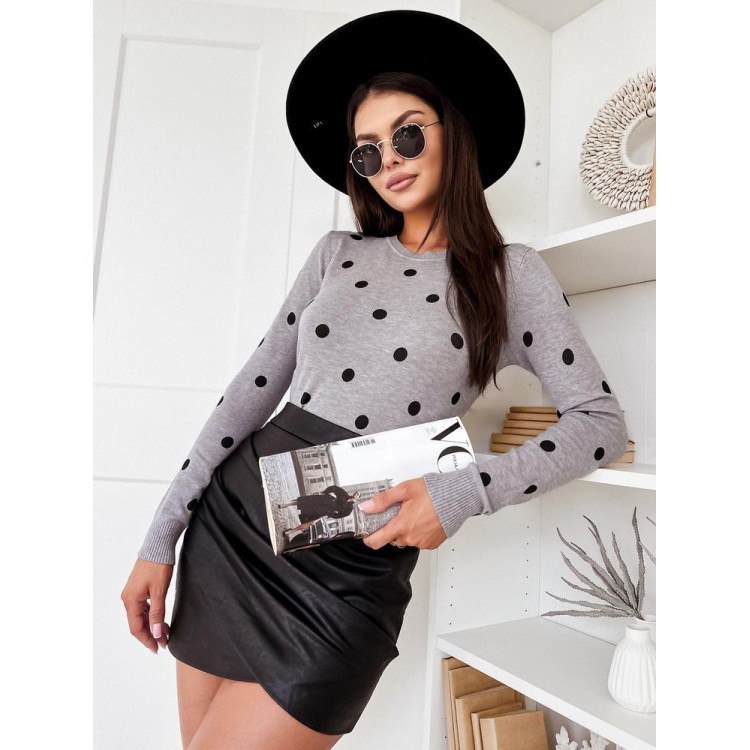 Ženski siv pulover s perlami MY2051