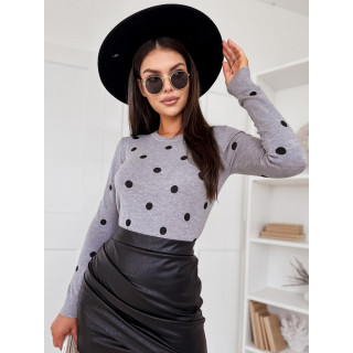 Ženski siv pulover s perlami MY2051