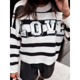 Bel ženski pulover z napisom LOVE MY1972