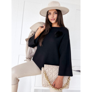 Oversize črn pulover s čopom MY2005
