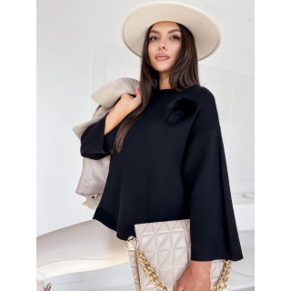 Oversize črn pulover s čopom MY2005