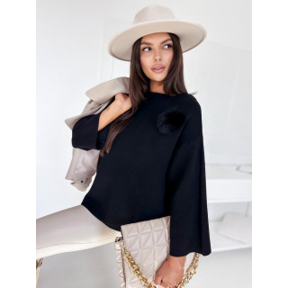Oversize črn pulover s čopom MY2005
