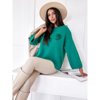 Ženski zelen oversized pulover s čopom MY2008