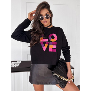 Črn ženski oversized pulover z napisom LOVE MY1982