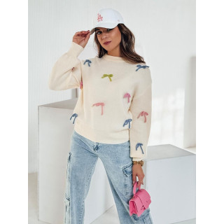 Bež ženski pulover s pisanimi pentljami MY2357
