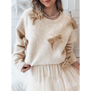 Bež velik pulover s pentljami MY2352