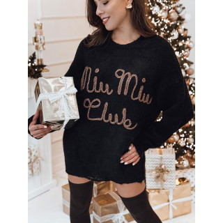 Ženski črn pulover z napisom MY2347