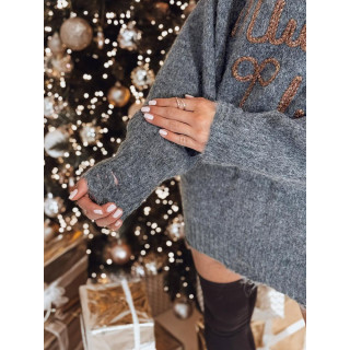 Temno siv ženski pulover z napisom MY2348