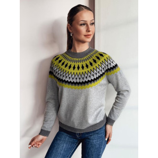 Ženski siv pulover z vzorcem MY2376