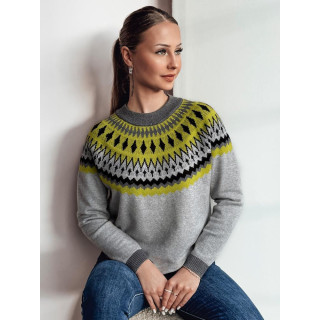 Ženski siv pulover z vzorcem MY2376