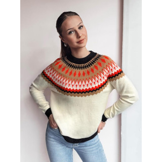 Bež ženski pulover z vzorcem MY2378