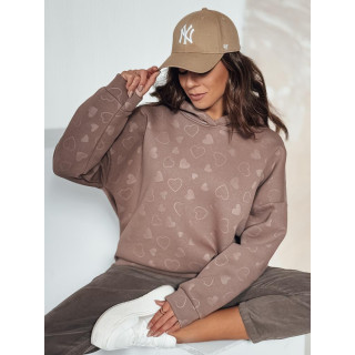 Ženski bež pulover s srčki BY1341