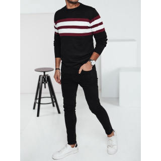 Črn moški pulover s črtami WX2247