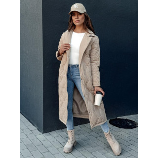 Ženski dolg prešit plašč v bež barvi TY4356