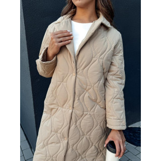 Ženski dolg prešit plašč v bež barvi TY4356