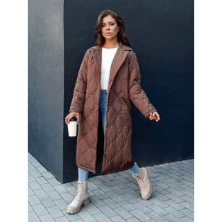 Dolg rjav prešit plašč TY4379