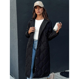 Črn dolg ženski prešit plašč TY4378