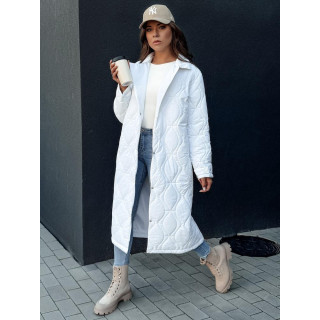 Ženski dolg prešit plašč v beli barvi TY4380