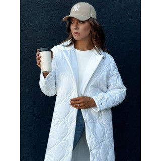 Ženski dolg prešit plašč v beli barvi TY4380