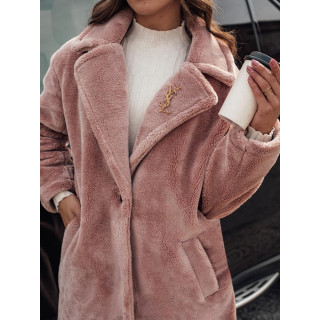 Ženski dolgi roza krzneni plašč TY4700