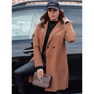 Rjav ženski plašč z dvojnim zapenjanjem NY0703