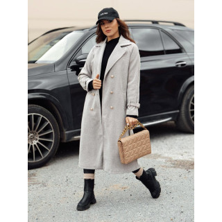 Dolg svetlo rjav ženski plašč na vezalke NY0744