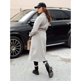 Dolg svetlo rjav ženski plašč na vezalke NY0744