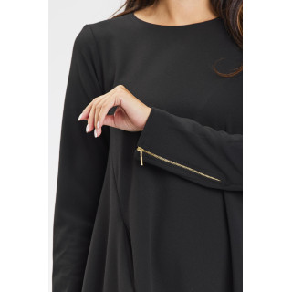 Ohlapna ženska obleka v temno modri barvi