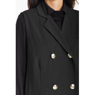 Dolg eleganten ženski telovnik v črni barvi