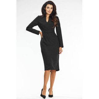 Elegantna ženska oprijeta obleka v temno bež barvi