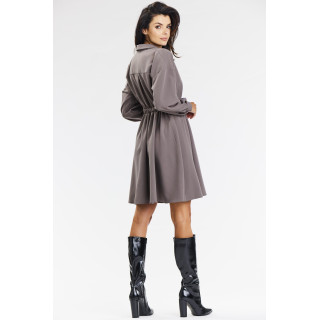 Ženska elegantna temno bež obleka