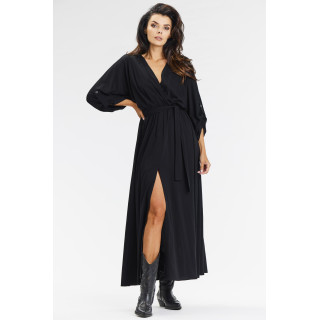 Ohlapna ženska maxi obleka v zeleni barvi