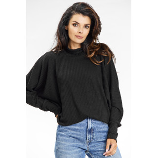 Ženski siv pulover z ovratnikom