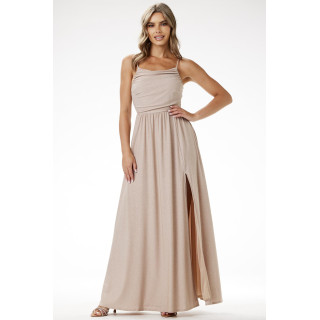 Svetleče zelena večerna obleka brez naramnic