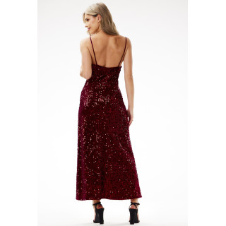 Ženska siva obleka brez naramnic z bleščicami