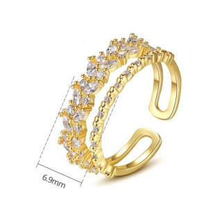 Zlat nastavljiv prstan s cirkoni