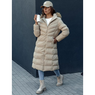 Bež dolga ženska zimska jakna TY4376