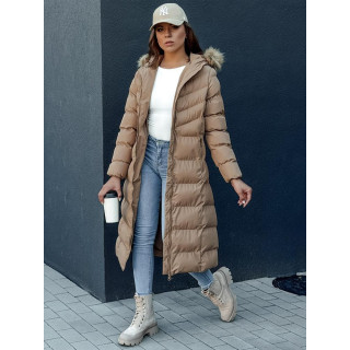 Dolga ženska jakna v temno bež barvi TY4375