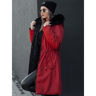 Dvostranska ženska jakna v rdeči barvi TY4588