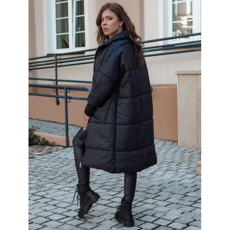Ženska dolga oversize jakna v črni barvi TY4542