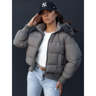 Ženska kratka temno siva zimska jakna TY4428