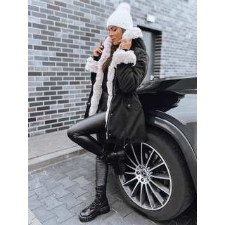 Črna ženska parka s krznom TY4025