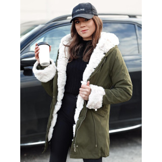 Ženska zelena parka s krznom TY4763